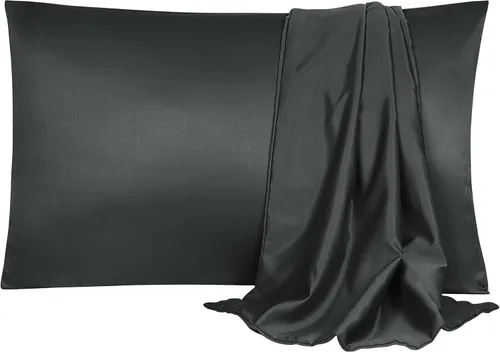 uxcell Paquete de 2 fundas de almohada de satén de seda para cabello y piel, frescas, sedosas, suaves y transpirables, tamaño estándar de 20 x 26