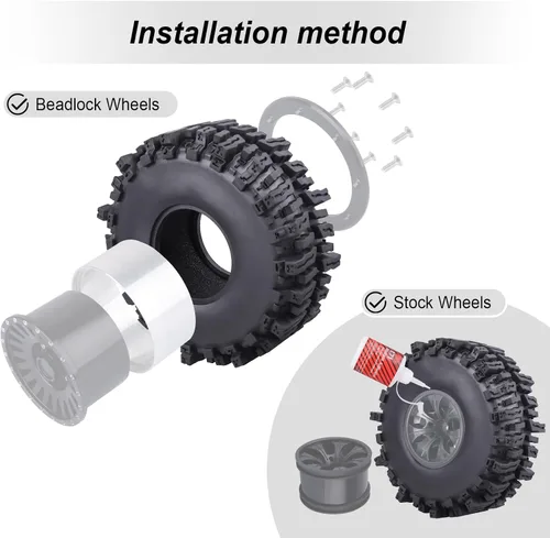 Miniatura 2 de HobbyPark RC 1.9 - Neumáticos de 4.7 pulgadas, 4.724 in de altura para RC4WD Axial SCX10 TRX4 Redcat Gen 8 1/10 RC Crawler buen agarre con espuma