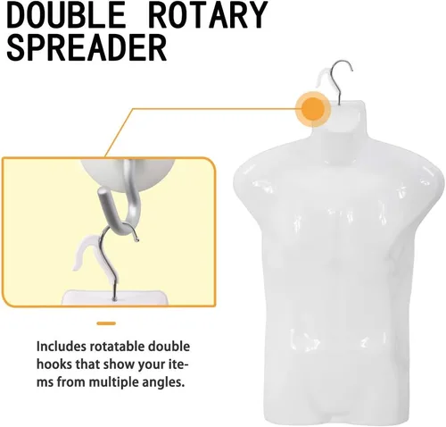 Miniatura 3 de Maniquí de costura de polipropileno (PP), maniquí de torso masculino, 4 piezas, maniquí de 30 pulgadas de altura, forma de ropa con gancho de metal