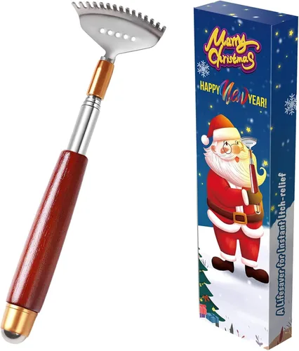 Rascador de espalda, largo rascador de espalda extensible para mujeres, hombres y adultos, garra ancha/mango sólido/rodillo de masaje, masajeador