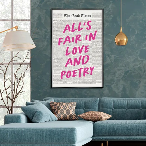 Miniatura 4 de Carteles de Periódico Retro para Estética de Habitación Todo es Justo en el Amor y la Poesía Arte de Pared Moderno y Preppy para Niñas Decoración