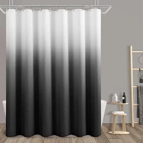Miniatura 20 de Cortina de ducha para compartimento pequeño negra para hombres, 36 pulgadas de ancho, juego de cortinas de baño gris, cortinas geométricas estrechas