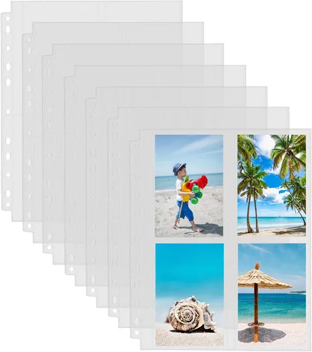 Sooez Paquete de 30 fundas de fotos para carpeta de 3 anillos (240 imágenes), 3.5 x 5, protectores de páginas de plástico resistentes, fundas