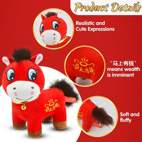 Miniatura 3 de Peluche de Año Nuevo Chino del Caballo 2026, ideal para decoración del hogar, mascota de recuerdo para adornos de automóvil, hogar, oficina, tienda