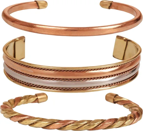 Miniatura 35 de Pulseras de cobre Touchstone regalo para hombres y mujeres joyería magnética 100% pura y sólida ajustable juego de pulseras hechas a mano