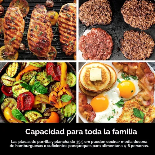 Miniatura 7 de Ninja Plancha y parrilla de interior, 14 pulgadas, parrilla eléctrica, para bistec, hamburguesas, salmón, verduras y más, plancha para panqueques