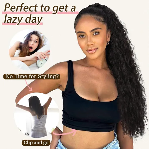 Miniatura 7 de ORSUNCER - Extensión de cola de caballo con clip de garra de 30", con clip, extensiones de pelo sintético de aspecto natural y esponjoso