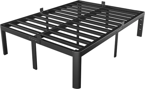 Miniatura 8 de Marco de cama de tamaño completo, no necesita somier, marco de cama de tamaño completo de metal de 14 pulgadas, agujeros para cabecero de bricolaje