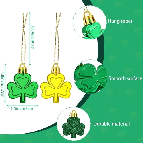 Miniatura 2 de JULMELON Decoraciones del día de San Patricio, 20 adornos de trébol, bolas de trébol de buena suerte para árbol y fiesta