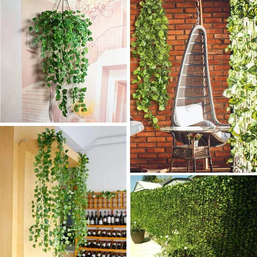 Miniatura 5 de Guirnalda de vides artificiales de 168 pies, hojas colgantes falsas, plantas de follaje sintético para bodas, fiestas, jardín, hogar, cocina