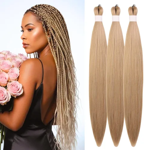 Miniatura 12 de Pelo corto negro trenzado preestirado de 14 pulgadas para trenzas sin nudos, pelo sintético 1B trenzado para trenzas Bob Box