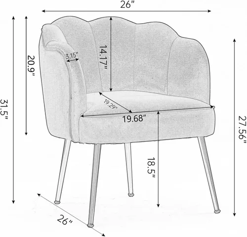 Miniatura 3 de Silla decorativa de terciopelo moderna con patas de metal, acogedora y suave, tapizada, para sala de estar, dormitorio (verde oscuro)