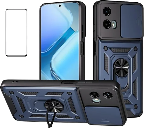 Miniatura 9 de Funda para Motorola Moto G 5G 2024 con protector de pantalla, funda protectora con protector de cámara, funda protectora con función atril para Moto