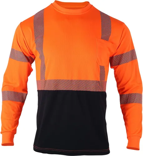 Miniatura 2 de VENDACE 3 piezas de camisetas de seguridad reflectantes de alta visibilidad de manga larga para trabajo en construcción para hombres Clase 3