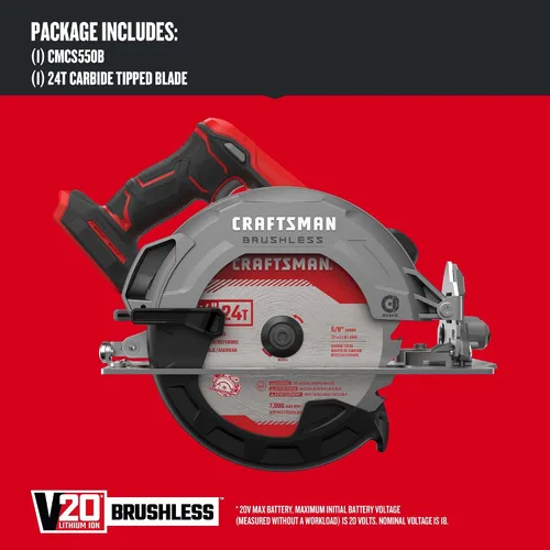 Miniatura 3 de CRAFTSMAN Sierra circular inalámbrica V20, 7-1/4 pulgadas, solo herramienta desnuda (CMCS550B)