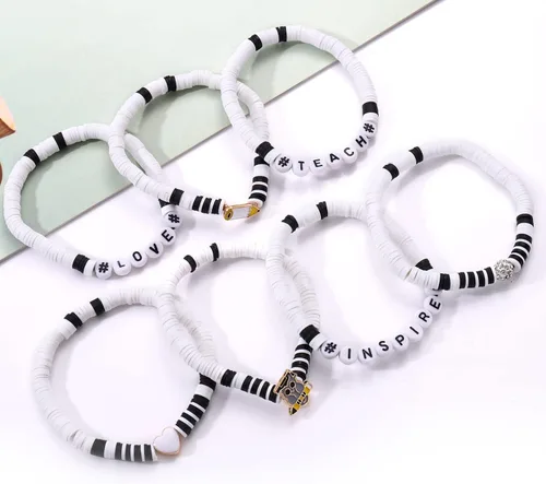 Miniatura 205 de Surfer Heishi - Pulseras apilables para mujer, apilables, de vinilo arcoíris, disco de arcilla, pulseras elásticas para la amistad, joyería bohemia