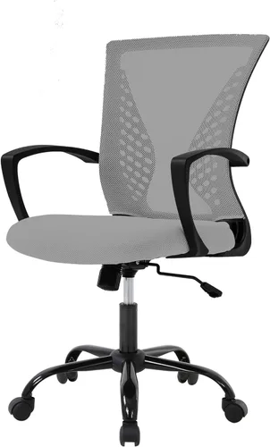 Miniatura 10 de Silla de oficina FDW para el hogar, con respaldo de altura media, para computadora, con soporte lumbar giratorio, ajustable, para trabajo, Negro