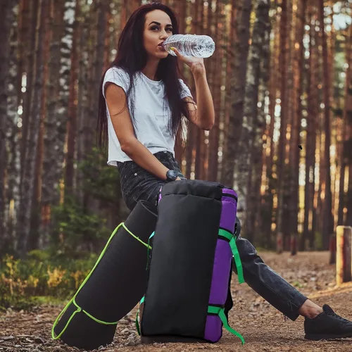 Miniatura 23 de MIER Mochila deportiva grande con compartimento para zapatos, resistente y resistente al agua, azul marino, 45L