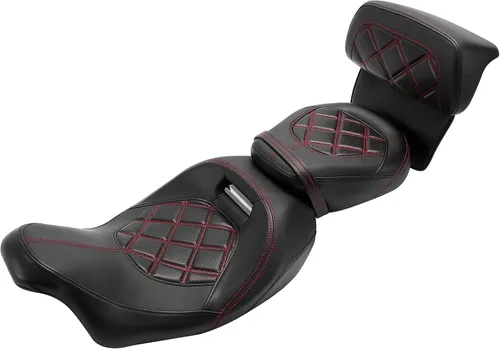 Miniatura 36 de TCT-MOTORPARTS Driver Rider - Almohadilla de respaldo para Harley Touring 2009-2023 Road King Street Road Electra Glide Ultra Black Stitching