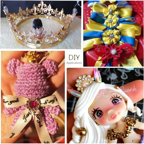 Miniatura 6 de 120pcs 0.551 in Girasol Perla Plata Cristales Botones Coser en Diamantes de Imitación para Ropa Tela Accesorios de Costura