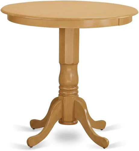 Miniatura 2 de East West Furniture JAPB3-OAK-C - Juego de pub de 3 piezas de altura de mostrador contiene una mesa de comedor redonda con pedestal y 2 sillas