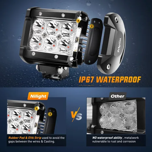 Miniatura 4 de Nilight Foco de Luz LED Roja de 4 pulgadas Luz Antiniebla de Conducción Puntual, 2 Piezas, 18W, Fuera de Carretera, Pesca, Caza, Emergencia, Señal