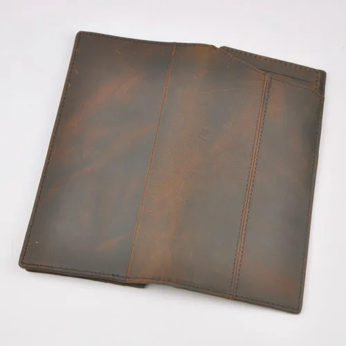 Miniatura 6 de Le'aokuu Funda de piel con cremallera para hombre, organizador para tarjetas de visita, cartera para teléfono, cartera plegable