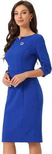 Allegra K Vestido de tubo retro vintage de los años 50 para mujer, manga 34, vestido de trabajo casual
