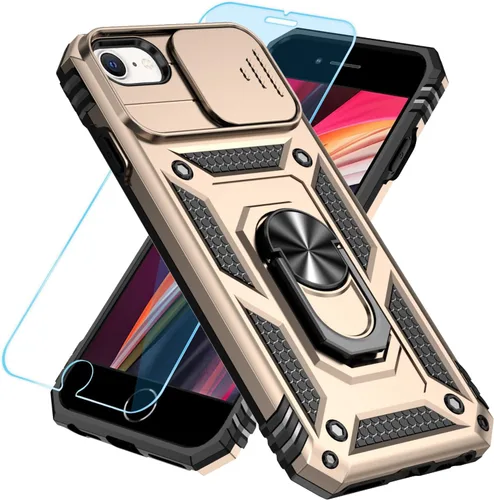 Miniatura 8 de SunStory Compatible con iPhone SE 2022/2020/3ª/2ª / 6/7/8 Funda con protector de pantalla HD y cubierta deslizante para la cámara y soporte