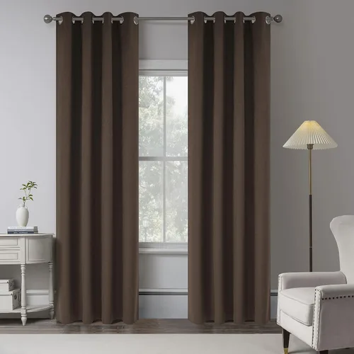 Miniatura 15 de KEQIAOSUOCAI Cortinas de lino 100% opacas de 100 pulgadas de largo, 2 paneles para dormitorio, estilo casa de campo moderna, completamente negro