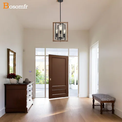 Miniatura 2 de Candelabro de 3 luces para entrada, moderna lámpara de granja para vestíbulo, dormitorio, luces colgantes rústicas para comedor, sala de estar, isla