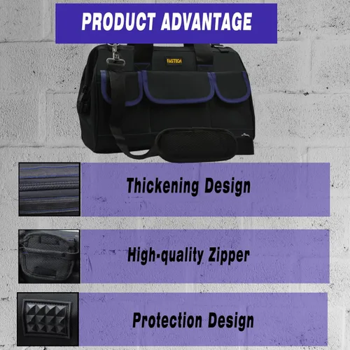 Miniatura 3 de FASTECH Bolsa de herramientas de 20 pulgadas, kit de herramientas de boca ancha impermeable, organizador de bolsa de herramientas resistente