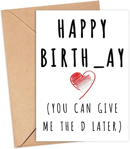 LissiArt97 Happy Birth-Ay! (I'll Give You The D Later) - Tarjeta divertida de cumpleaños para él, ella, marido, esposa, novio, novia, tarjeta