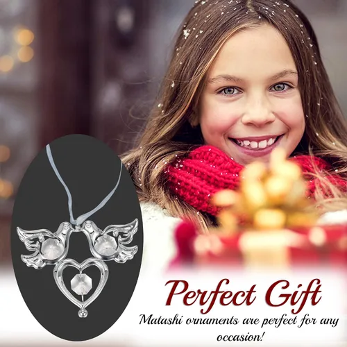 Miniatura 4 de Matashi Adorno colgante de palomas de amor con tachuelas de cristal cromado con corazón, símbolo romántico de amor, perfecto para Navidad, día