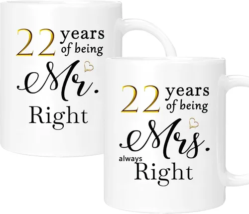 Miniatura 24 de Juego de 2 Tazas de Café del 11º Aniversario, Regalos de Boda del 11º Año Decoraciones de Aniversario para Parejas Padres Hombres Mujeres Marido