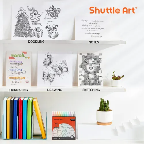 Miniatura 4 de Shuttle Art Bolígrafos retráctiles de tinta de gel pastel, paquete de 11 bolígrafos de tinta negra, bonitos bolígrafos de 0.020 in de punta fina 11