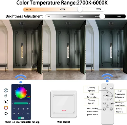 Miniatura 3 de Flashing God Luces colgantes negras modernas LED para isla de cocina, mini luz colgante de cristal con luz LED regulable de cristal de burbujas