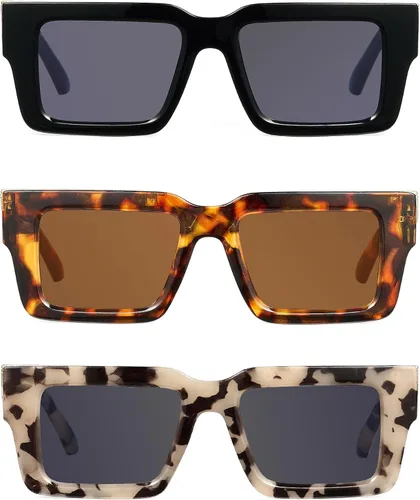 Miniatura 14 de JM Paquete de 3 gafas de lectura estilo Oprah para mujeres y hombres, elegantes gafas cuadradas con bloqueo de luz azul Color mixto