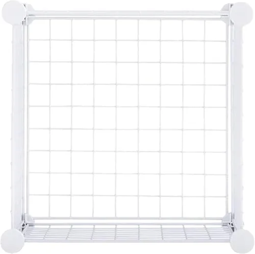 Miniatura 9 de Rubbermaid Juego de 3 cubos apilables de alambre de almacenamiento, fácil de montar, color blanco para armario/estantería/juguetes, organizador