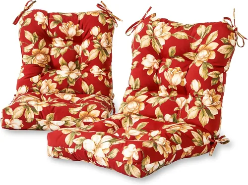 Miniatura 21 de Cojines para silla de exterior con bisagras, diseño de una sola pieza, cojín reversible para asiento y respaldo de patio con lazos, tela