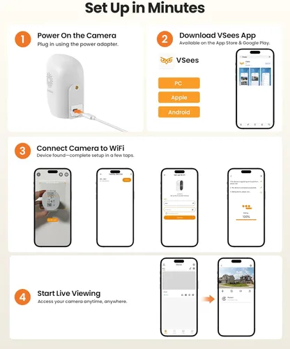 Miniatura 9 de Anlapus Cámara de seguridad WiFi de 3 MP 2K para exteriores e interiores, 2 cámaras WiFi6 y 2.4 GHz enchufables para seguridad del hogar, visión