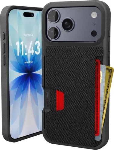 Miniatura 82 de Smartish Funda tipo cartera para iPhone 13 Pro – Wallet Slayer Vol. 2 [delgada + protectora] tarjetero con función atril - Azul sobre verde Blues