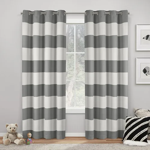 Miniatura 10 de Exclusive Home Sateen Rugby - Par de paneles de cortinas opacas con ojales en la parte superior, de sarga a rayas, para oscurecer la habitación, 52