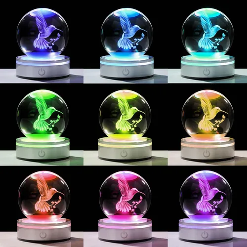 Miniatura 2 de Movdyka Bola de cristal 3D de colibrí, regalos para mujeres y hombres, adorno de colibrí de vidrio, figura de animales, decoración del hogar
