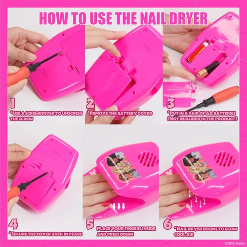 Miniatura 3 de Barbie - Townley Girl - Juego de esmaltes de uñas seguros a base de agua no tóxicos con secador de uñas para niños, pilas no incluidas, a partir