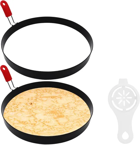 Miniatura 11 de 4 Pack Egg Rings for Frying Eggs with Foldable Handle, Stainless Steel Square & Round Egg Shaper, Eggs Mcmuffin Ring Mold for Camping Pancake