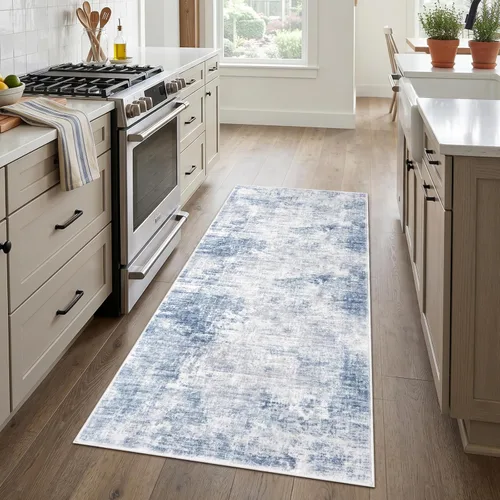 Miniatura 667 de IOHOUZE Alfombra abstracta lavable de 3 x 12 pies para pasillos, antideslizante para cocina, camino de entrada de lana sintética para interiores