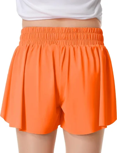 Miniatura 2 de Paquete de 2 pantalones cortos de mariposa para niños y niñas, pantalones cortos holgados con bolsillo 2 en 1, pantalones cortos deportivos