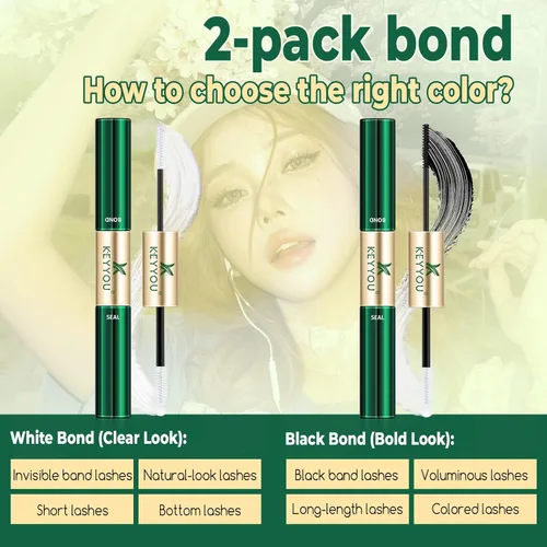 Miniatura 4 de KEYYOU Lash Bond and Seal Impermeable 0.3 fl oz – Pegamento de pestañas no irritante para pestañas individuales, sujeción fuerte de larga duración