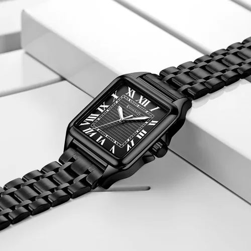 Miniatura 3 de Classic Square Watch for Men with Vintage Roman Numeral and Solid Stainless Steel Band